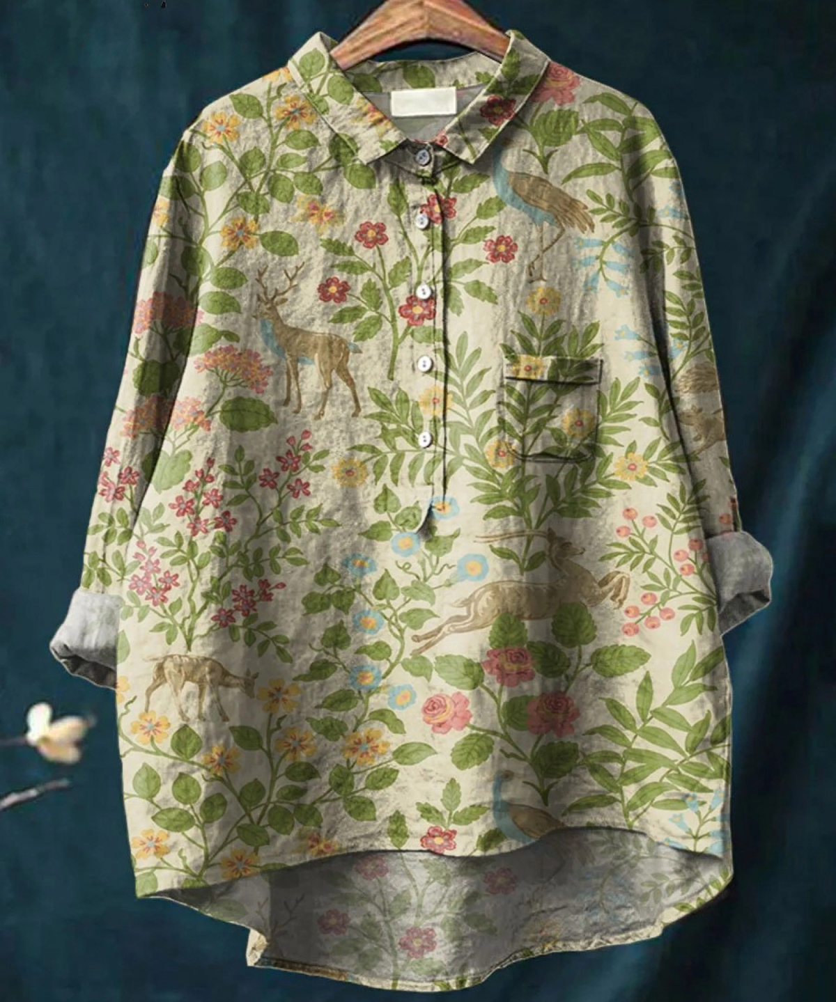 Georgina - Vintage Virágmintás Állatos Casual Ing